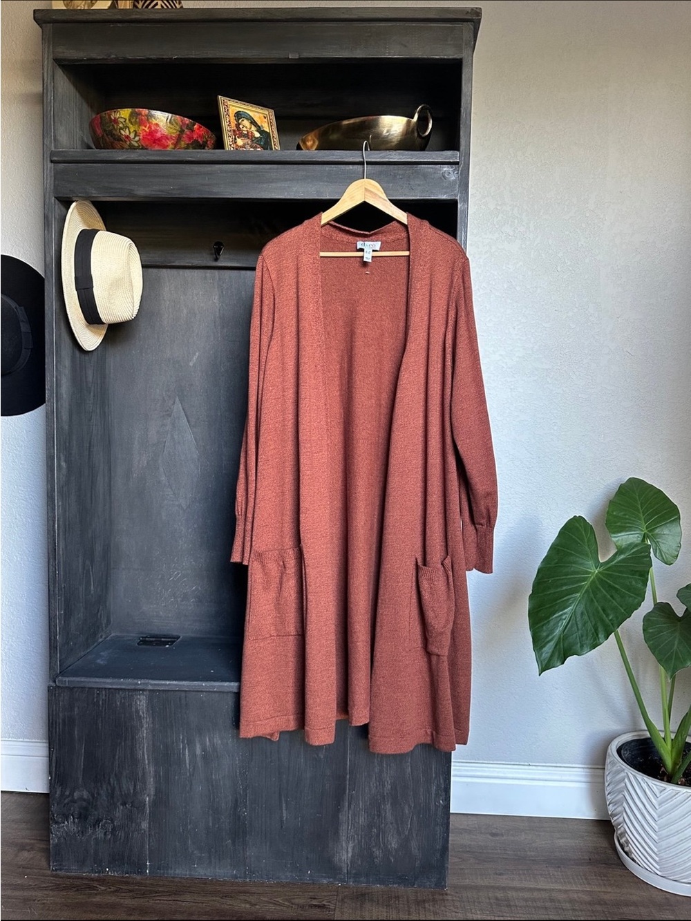 Denim & Co Womens Plus Size Sweater Cardigan - Long Open Duster 3X